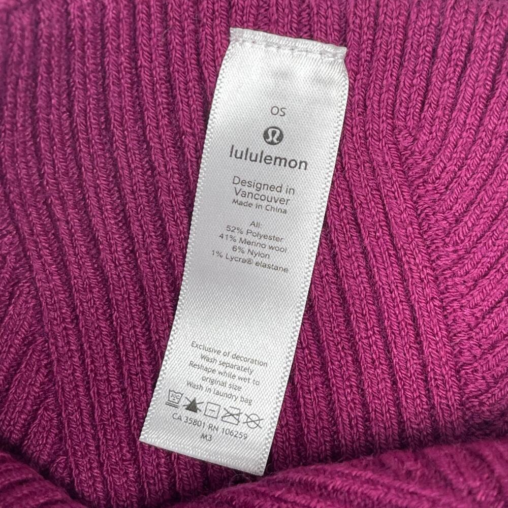 Lululemon Crazy Cozy Beanie Hat Deep Fuchsia Wool Blend Warm Winter Ski Active - Picture 5 of 5